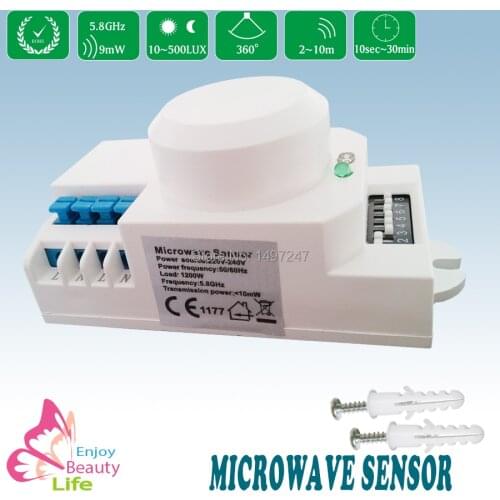 2pcs/lot 220V/AC-240V/AC 360 degree Microwave Switch Motion Sensor Reach Sensitivity/Time/Light-control Setting (TMW-D02)