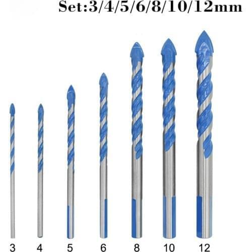 3 4 5 6 8 10 12mm Multi-functional Glass Drill Bit Triangle Bit Ceramic Tile Concrete Brick Metal Stainless Steel Wood Hole Open