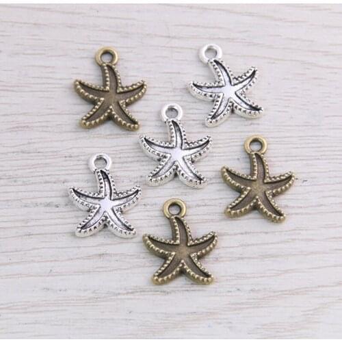 40pcs 15X18mm Antique bronze Starfish Charms Pendant For Necklace Bracelets Jewelry Making Diy Handmade Craft