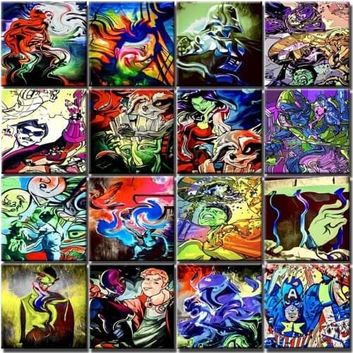 Abstract World Characters Diy Oil Painting By Numbers On Canvas Color Wall Art HandPainted Picture Paint For Adult Home Decor
