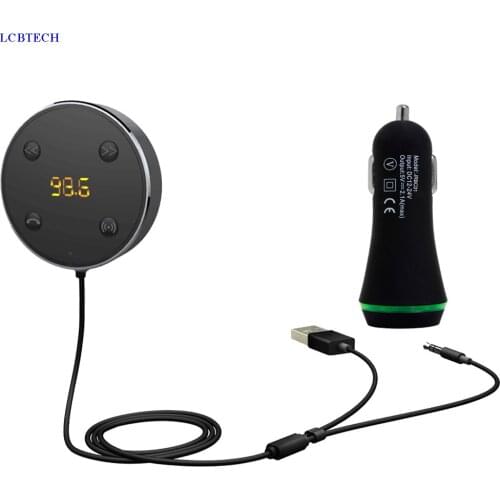 Bluetooth Car Kit FM Transmitter FM Stereo System Dual USB Car Cigarette Charger For Mobile Phones Tablets Or Computers