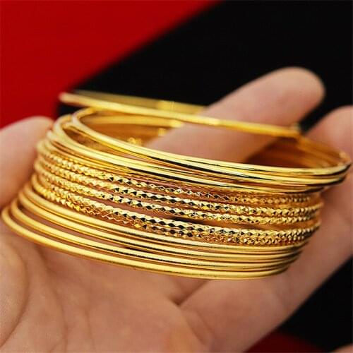 Yellow Gold Color Bracelet Bangles for Women New Exquisite Stars Meteor Shower Bracelet fashion solid wedding Jewelry Gifts