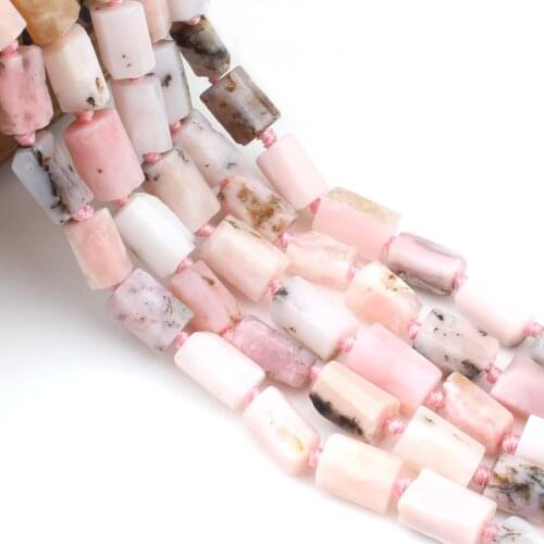 8*11mm Natural Pink Opal Beads Cylinder Faceted Loose Stone Beads For Jewelry Making DIY Ear Studs Bracelet Accessories 7.5