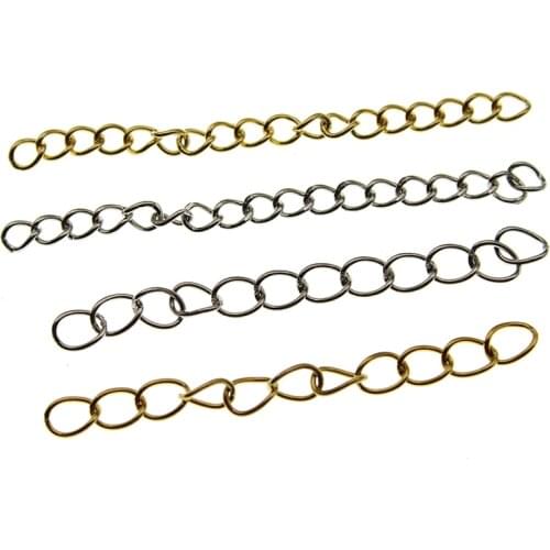50pcs Stainless Steel Extended Extension Chains Bulk Necklace Bracelet Extender Chains DIY Jewelry Making Findings 5cm length