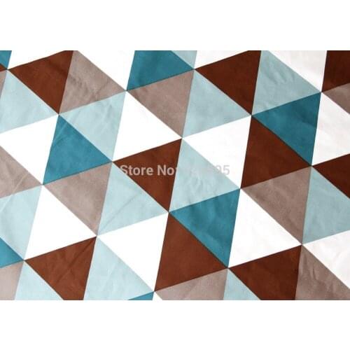 DA250 Brown White Blue Multicolored triangle A Grade Pure Cotton Canvas Sofa Cushion Cover Fabric (1Yard)