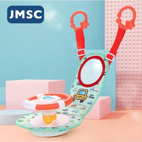 JMSC Baby Kids Eletric Simulation Steering Wheel Toy Driving Interactive Musical Educational Car Seat Back For Infant Boys Girls