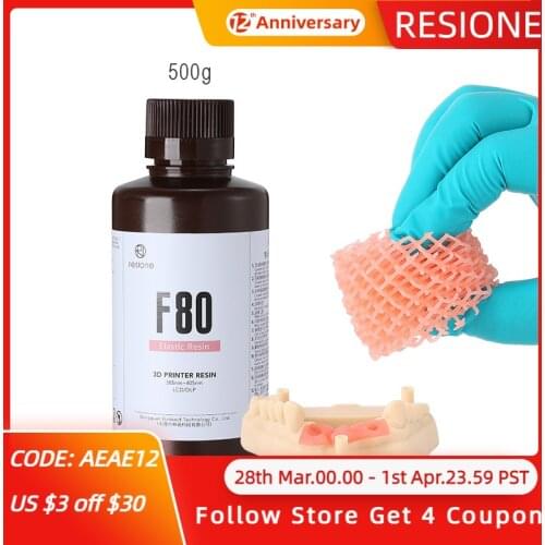 Resione F80 500g Elastic Dental Gum-Like 3d Resin For Elegoo Anycubic 405nm UV Resin 3D Printer SLA DLP LCD