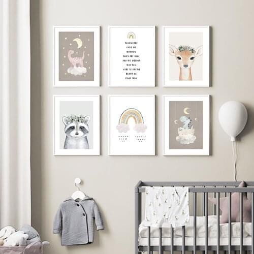 Canvas Painting Cartoon Baby Animal Posters Wall Art Nordic Posters and Prints Pictures For Living Room Modern Home Decoration