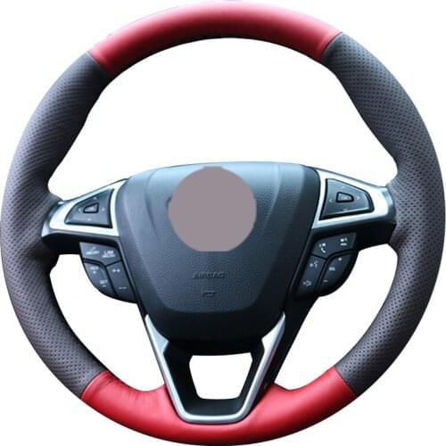 Red Leather coffee Leather Car Steering Wheel Cover for Ford Fusion Mondeo 2013 2014 EDGE 2015 2016