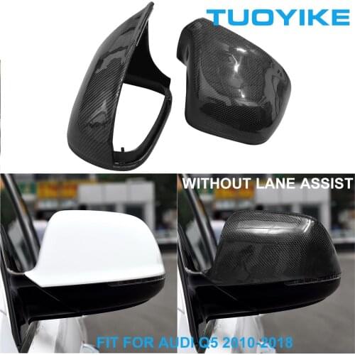 LHD RHD Car Styling Dry Carbon Fiber Rear Mirror Rearview Cover Cap Trim Sticker Without Lane Assist For Audi Q5 2010-2018 2PCS