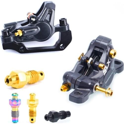 M5TC 2Pcs Biike Titanium Alloy M6 Hydraulic Oil Disc Brake Caliper Bleed Nipple Bolts