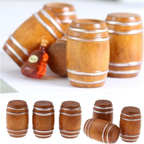 6 Pcs 1/12 Dollhouse Furniture Doll house Miniature Beer Barrel Cask Model Room Accessories Simulation Toys dolls accessories