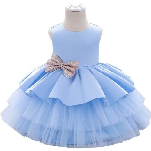 Green Pink Wine Blue Layered Dress for Baby Girl Little Kids Big Bow Hollow Back Party Princess Dress Birthday Outfit 12M-5T