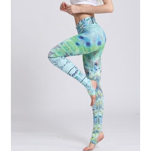 New sports yoga clothes womens self-cultivation, high elasticity and thin, quick-drying printing step aerobics fitness pants