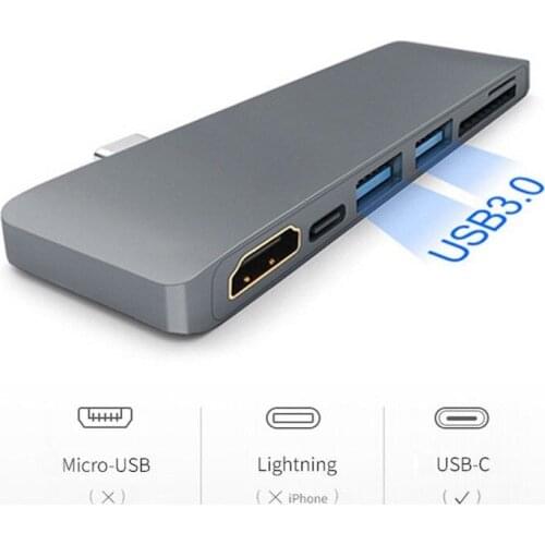 New USB C 3.0 Hub Type-C To 4K*2K HDMI Charging SD Card Reader Adapter for MacBook Pro UM