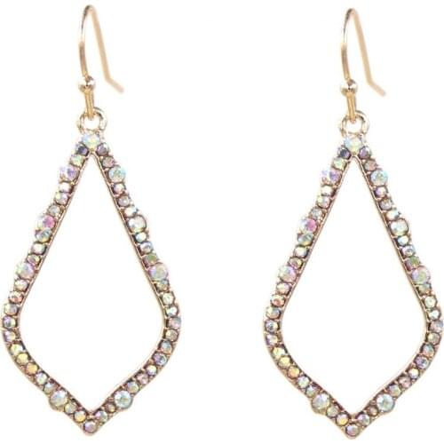 New Fashion Small Size Water Drop Sophia Frame Alloy Metal Simple Crytal Rhinestone Sophee Drop Earrings for Women