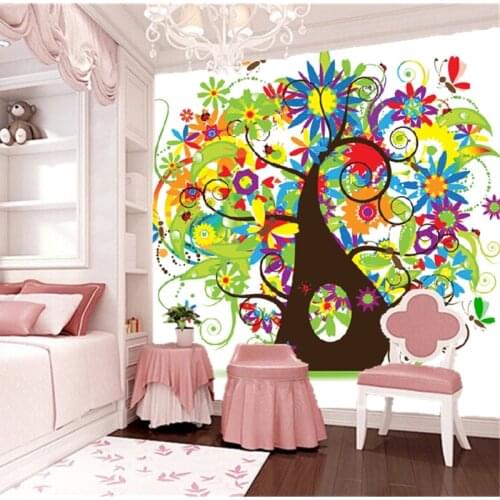 Custom papel de parede infantil,butterfly pattern tree cartoon for the childrens room living room backdrop waterproof wallpaper