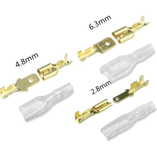 2.8/4.8mm/6.3mm Male/Female Spade Crimp Terminals Electrical Insulating Sleeve Wire Connector for 22-16 AWG 0.5mm2-1.5mm2