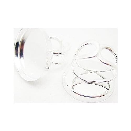 100pcs 925 Sterling Silver Ring Base fit 25mm Setting Rings Blanks for Personalize DIY Jewelry Making