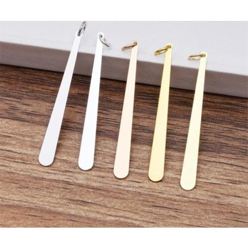 BASEHOME 20pcs/lot 38x4mm Long Copper Strip Pendant Charms for DIY Drop Ear Jewelry Findings Making Craft