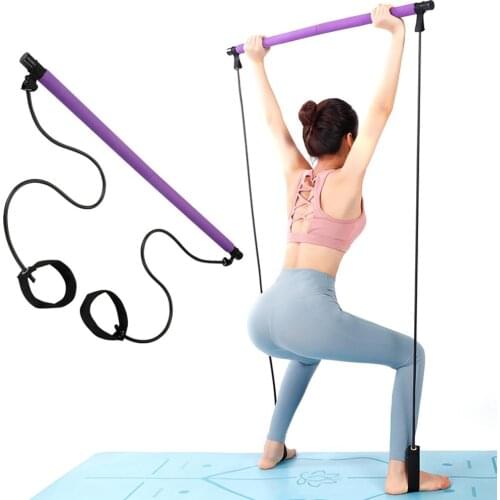 Yoga Pull Rods Portable Home Yoga Gym Body Abdominal Resistance Bands for Pilates Exercise Stick Bar Fitness Rope Puller