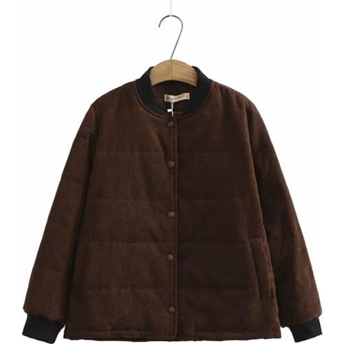 Plus size Corduroy solid black brown blue Ivory women Quilted Coats 2021 new winter casual ladies thick parkas jacket female