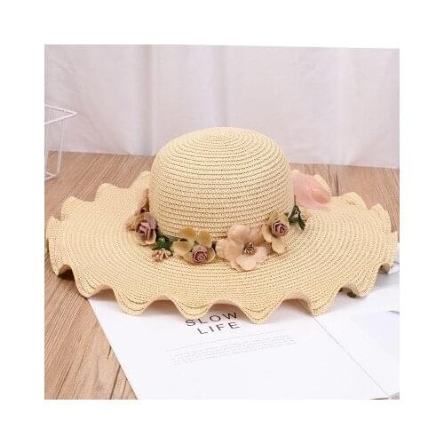 Family Matching Strew Bohemia Beige Mom And Me Flower Lace Hat For Kids Women Girl Star Sun Caps Beach Accessories
