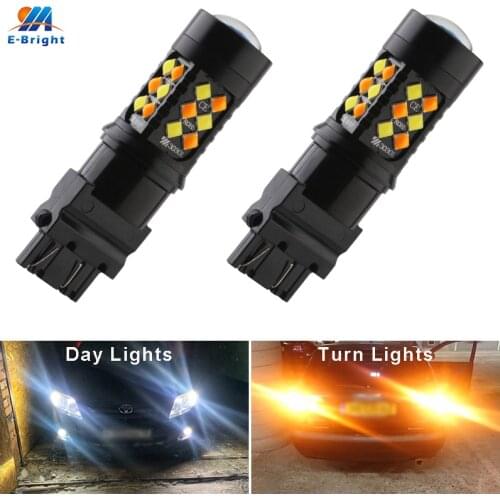 3157 3057 LED Switchback Bulbs 4057 4157 P27/5W T25 Dual Color White/Amber Daytime Running Lights Turn Signal Non-polarity 2PCS