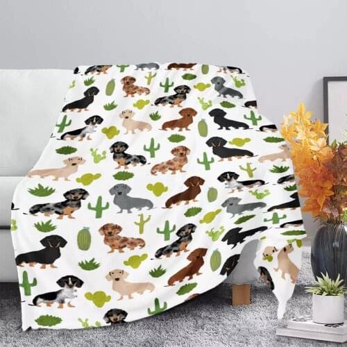 Upestory 3D Digital Printing Sherpa Blanket Cartoon Colorful Plush Throw Blanket for Kids Adults Dachshund Wearable on Bed Sofa