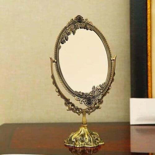 Retro Metal Mirror зеркало Espejo European Style Desktop Decoration Furnishing Articles Large High-definition Cosmetic Mirrors