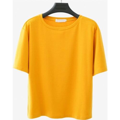 Yellow T Shirt for Girls Summer Women Short Sleeve Sweet Cute T-Shirt Loose Ladies Tops Basic Tee Shirt Female Tshirt Homme Hot