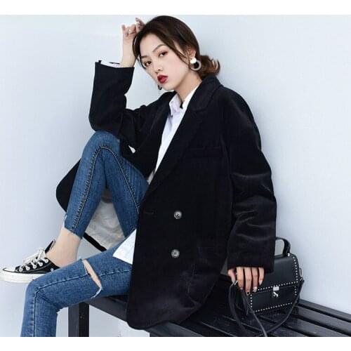Womens Jacket Corduroy Blazer Women Clothes 2020 Korean Vintage Spring Women Blazers and Jackets Outwear OL Suit Tops ZT2326