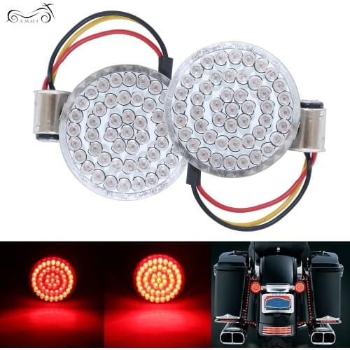 2X Motorcycle Bullet Turn Signal Indicator Light Red 1157 LED Inserts Lights for Harley Touring Dyna Sportster Tri Glide Softail