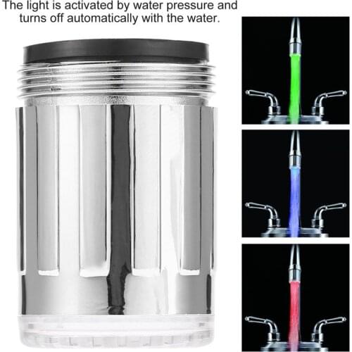 3-Color LED Temperature Sensitive Light-up Faucet Kitchen Bathroom Glow Water Saving Faucet Aerator Tap Nozzle Shower