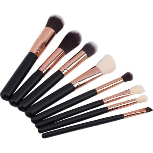 8Pcs/Set Black Makeup Brushes Makeup Tools Loose Powder Brush Foundation Brush Makeup Brush High Quality