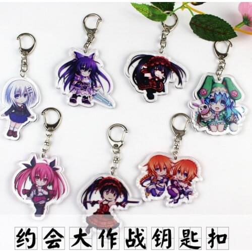 Date A Live Keychain Anime Acrylic Pendant Peripheral Kuangsan Shitono Kotori Key Ring Pendant