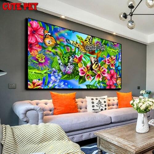 Diy Diamond Painting Birds Flowers Butterflies Cross Stitch kits Crystal beadswork Embroidery Mosaic Leaf plant Rhinestone large