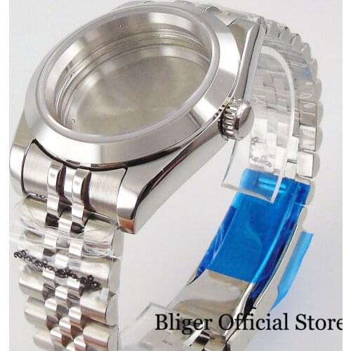 Automatic Men Watch Case Steel Screw Mental Back for NH35 NH36 MIYOTA 8215 Sapphire Glass Deployment Clasp Jubilee Bracelet