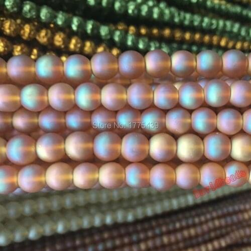 Free Shipping wholesale 6mm 8mm frosted Natural Orange Red dull polish Crystal AB Round Beads 15.5inch/strand Pick Size