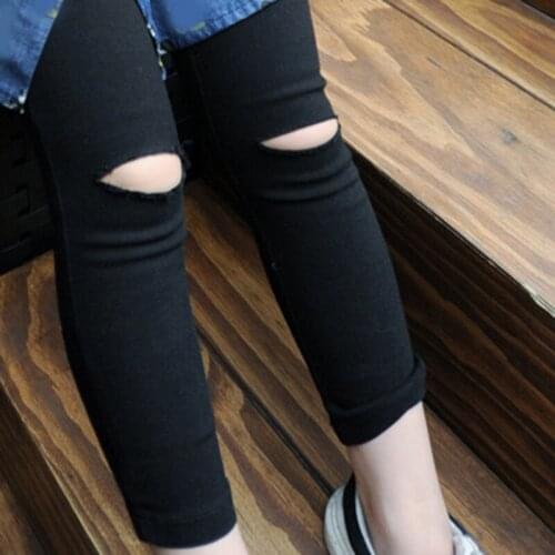 Girls' Trousers Cut Torn Slim Leggings Trousers 2020 Spring New Fashion ChildrenS Clothing 2-7 Years Old