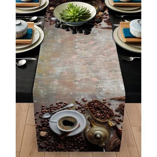 Runner cover table Living Room Kitchen brown coffee drink patterned micro fabric cover runner pattern Free Shipping