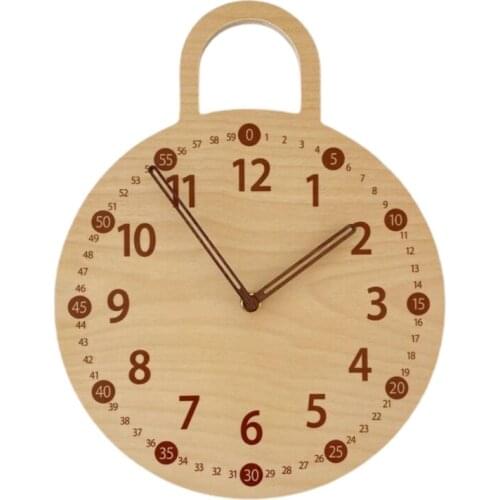 D7YE Wood Frame with Two Tone Wooden Face Battery Operated with Silent Movement Large Decorative Clocks for Classroom Office