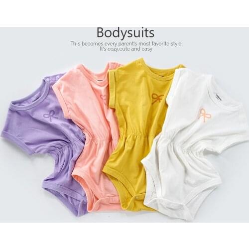 Newborn Baby Boys & Girls Clothes Baby Bodysuits Summer Home Wear Cute Cottton Pure Color Casual 9m-24m 2020 New Baby Costume