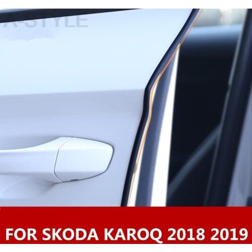 For SKODA KAROQ 2018 2019 Anti-rub Body Side Door Rubber Decoration Strips Protector Bumper Bars Auto Accessories