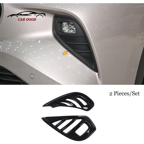 For Toyota Highlander 2020 2021 2022 Exterior Accessories ABS Black Car front fog lampshade Cover frame Trim Styling 2 PCS