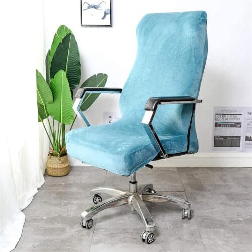 Elastic Velvet Home Office Chair Cover Stretch Spandex Solid Color Washable Computer Seat Armchair Furniture Protector Covers