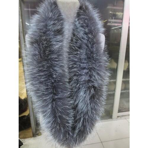 Elegant Fashion 100% Real fox Fur knitted long Neckerchief /Scarf//Warm Natural Silver blue fox