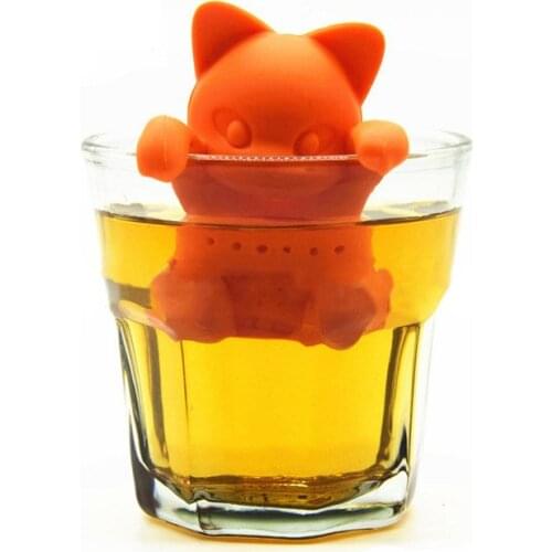 Teapot Accessories Tea Filter Tea Infuser Silicone Orange Loose Tea Leaf Herbal Tool Cat Shaped Teabags Reusable Cute Cartoon