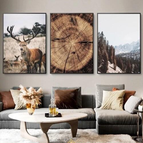 Mountain river forest bridge wall landscape canvas art nordic painting posters and prints wall pictures for living room decor