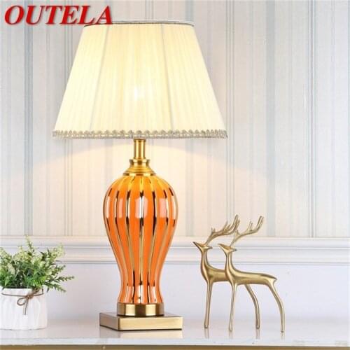 OUTELA Ceramic Desk Lamp Dimmer LED Contemporary Luxury Table Light For Home Living Room